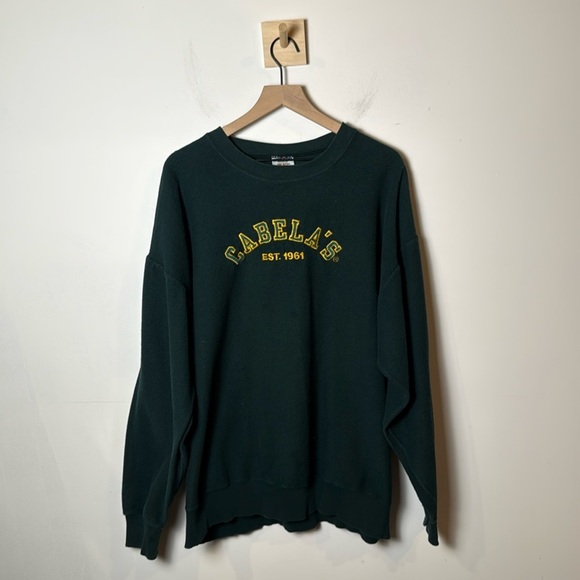 Cabela’s Men Vintage Embroidered Graphic Green Cotton Crewneck Sweatshirt USA XL - Picture 1 of 11